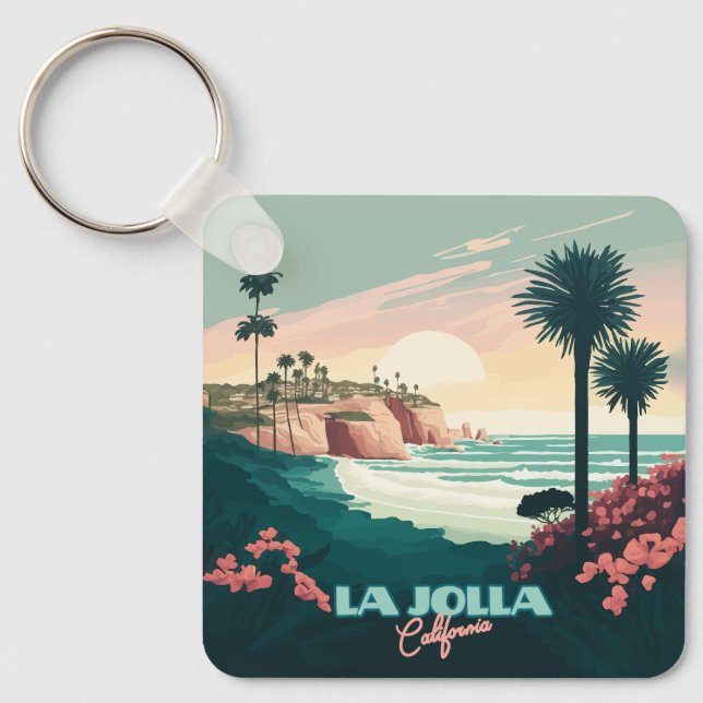 La Jolla Cove San Diego California Retro Nyckelring (Framsida)