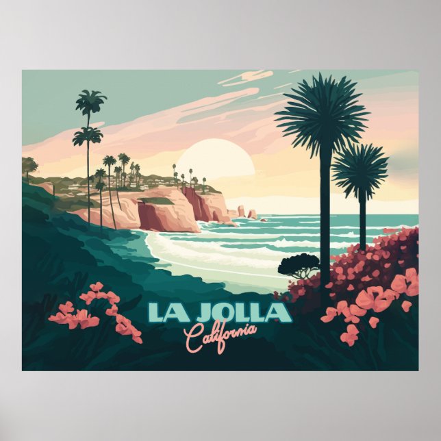 La Jolla Cove San Diego California Retro Poster (Framsidan)