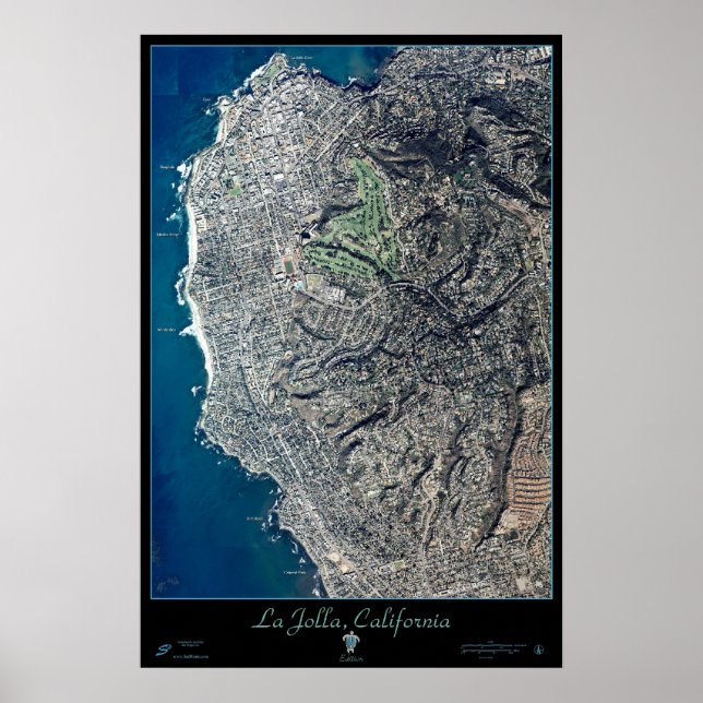 La Jolla, Kaliforniens satellit poster karta (Framsidan)