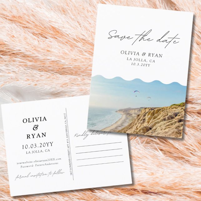 La Jolla Save Date Postcard Torrey Gräs Vykort (La Jolla Save the Date Postcard Torrey Pines)