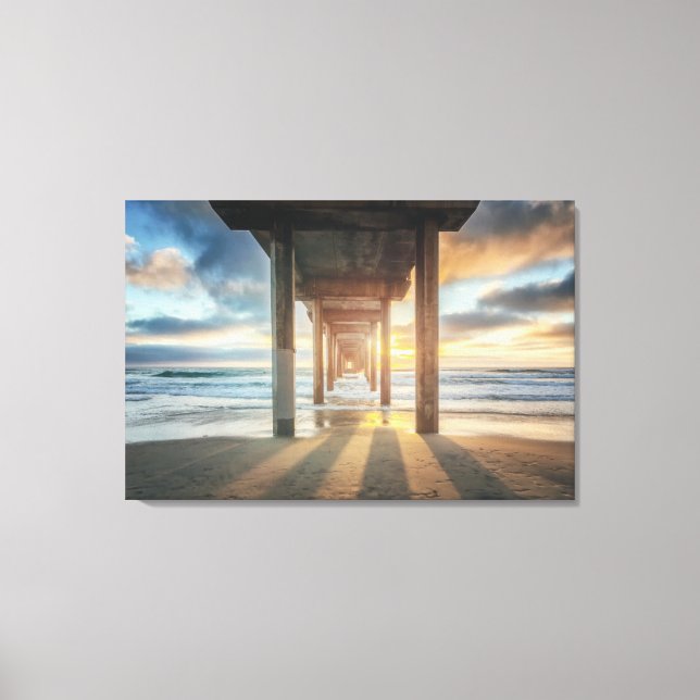 La Jolla, Scripps Pier vid solnedgången | San Dieg Canvastryck (Framsida)