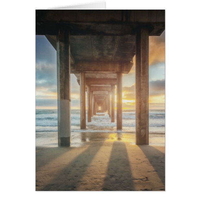 La Jolla, Scripps Pier vid solnedgången | San Dieg Hälsningskort (Framsidan)