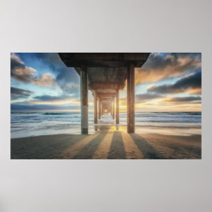 La Jolla, Scripps Pier vid solnedgången   San Dieg Poster