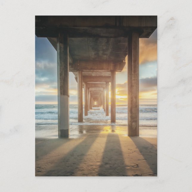 La Jolla, Scripps Pier vid solnedgången | San Dieg Vykort (Framsida)