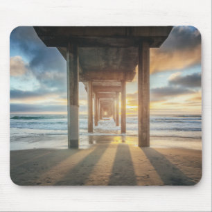 La Jolla Scripps'Ss pir på solnedgång San Dieg Musmatta