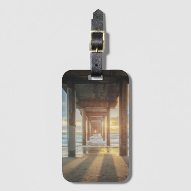 La Jolla Scripps'Ss pir på solnedgång | San Diego Bagagebricka (Framsida vertikal)