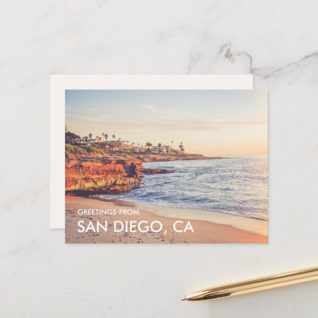La Jolla Sunset Hälsningar från San Diego vykort (Fram/Back In Situ)