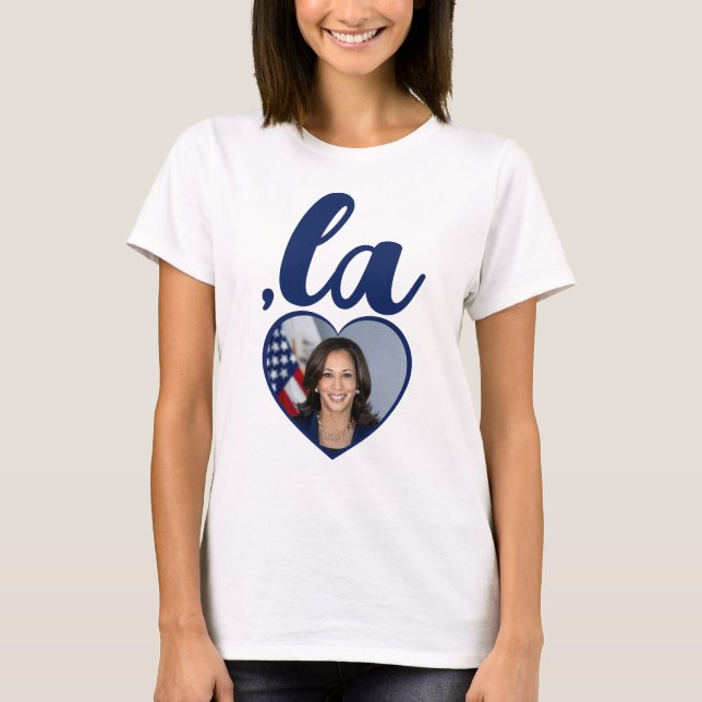 ,la KAMALA fotoblå demokratisk text T Shirt (Framsida)