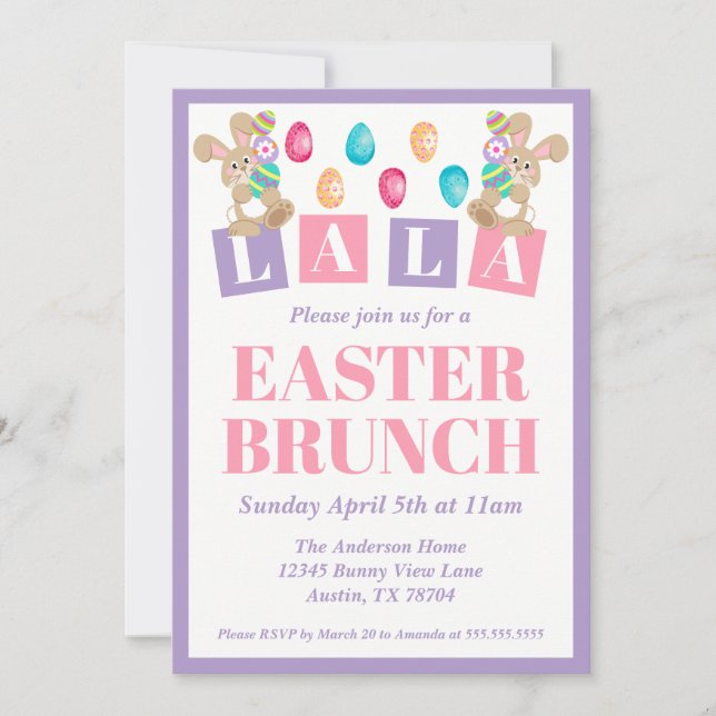 La La Easter Bunny Easter Brunch Invitation Inbjudningar (Framsida)