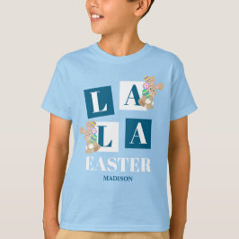 La La Easter Cute Bunny Blue Boys T Shirt