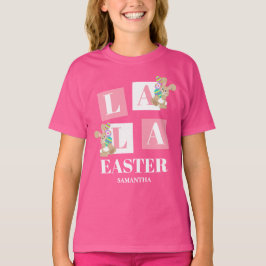La La Easter Cute Bunny Pink Girls  T Shirt