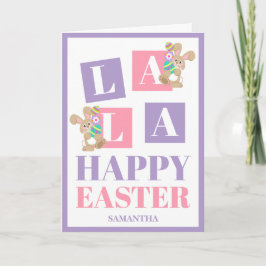 La La Easter Pastel Bunny Greeting Card Kort