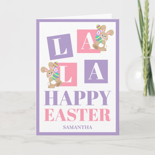 La La Easter Pastel Bunny Greeting Card Kort (Framsida)