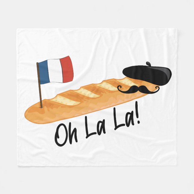La La - Fransk Baguette - Funny Francophile Fleecefilt (Framsidan (Horisontell))