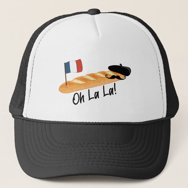 La La - Fransk Baguette - Funny Francophile Keps (Framsida)