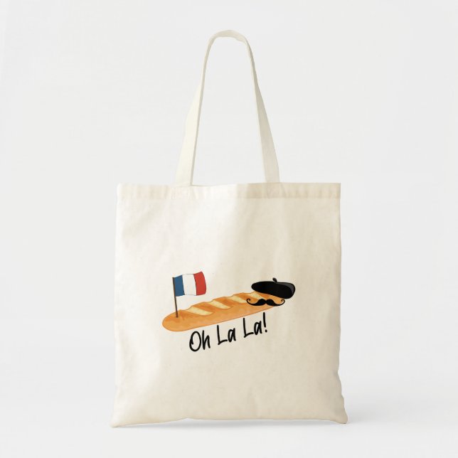 La La - Fransk Baguette - Funny Francophile Tygkasse (Framsidan)