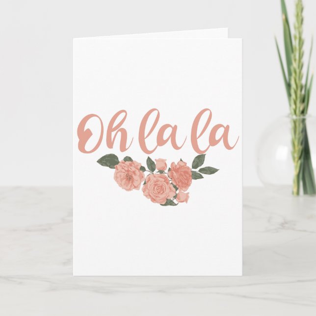 La La - Fransk Ord Blommigt Kort (Framsida)
