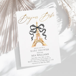 La La! Guld Fransk Paris Baby Shower Inbjudningar