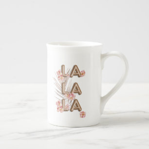 LA LA LA-Girly-Trendiget RoseGold Flower Motivatio Benporslin Mugg