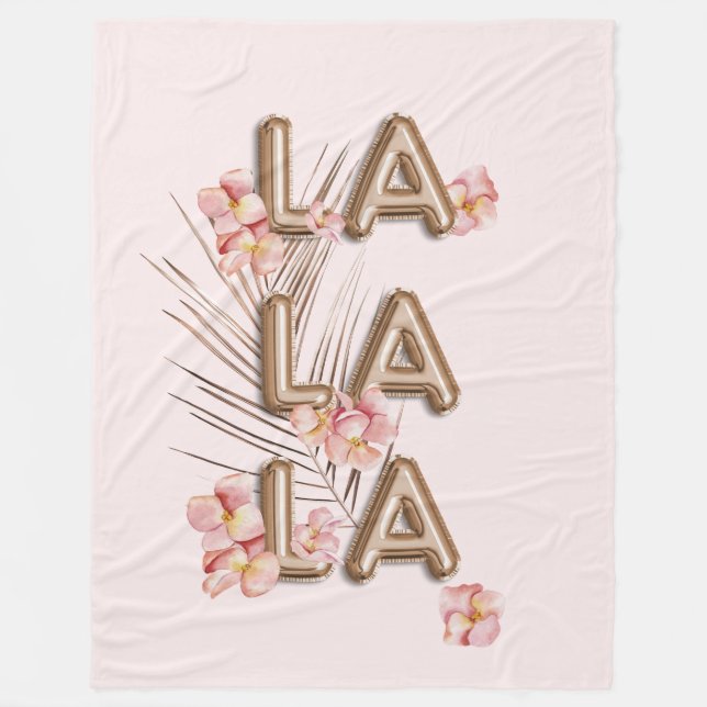 LA LA LA-Girly-Trendiget RoseGold Flower Motivatio Fleecefilt (Framsidan)