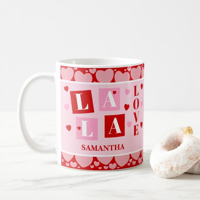La La Love Alla hjärtans dag Personlig Mugg (Med munk)