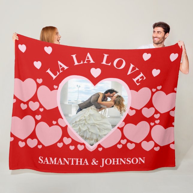 La La Love Valentine’s Day Couple Photo Fleecefilt (På plats)