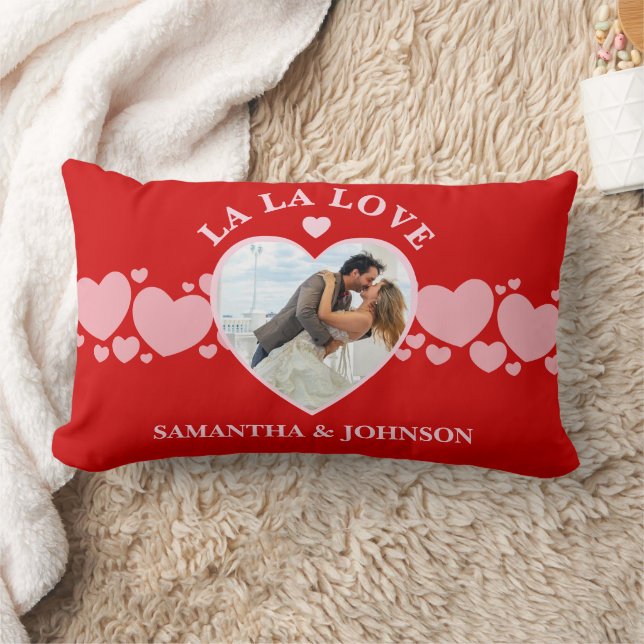 La La Love Valentine’s Day Couple Photo Lumbarkudde (Filt)