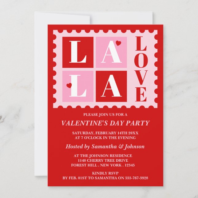 La La Love Valentine’s Day Party Invitation Inbjudningar (Framsida)