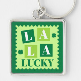 La La Lucky St. Patrick’s Day  Fyrkantig Silverfärgad Nyckelring