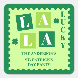 La La Lucky St. Patrick's Day Anpassad Klistermärk Fyrkantigt Klistermärke