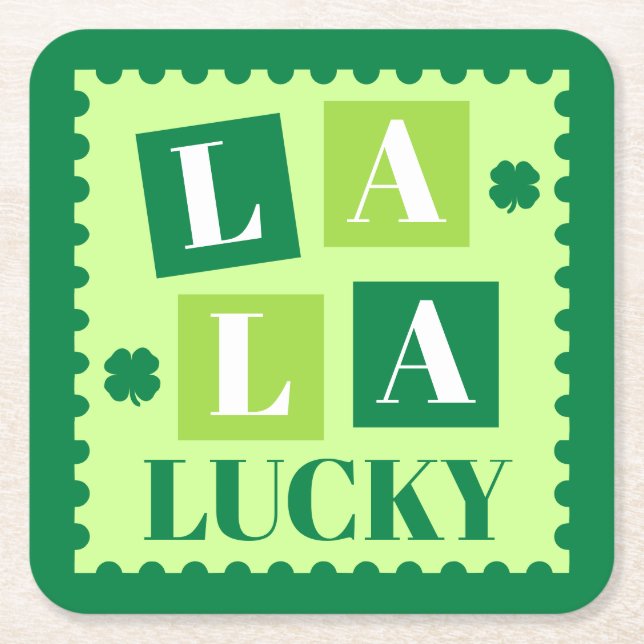 La La Lucky St. Patrick's Day Underlägg Papper Kvadrat (Framsidan)
