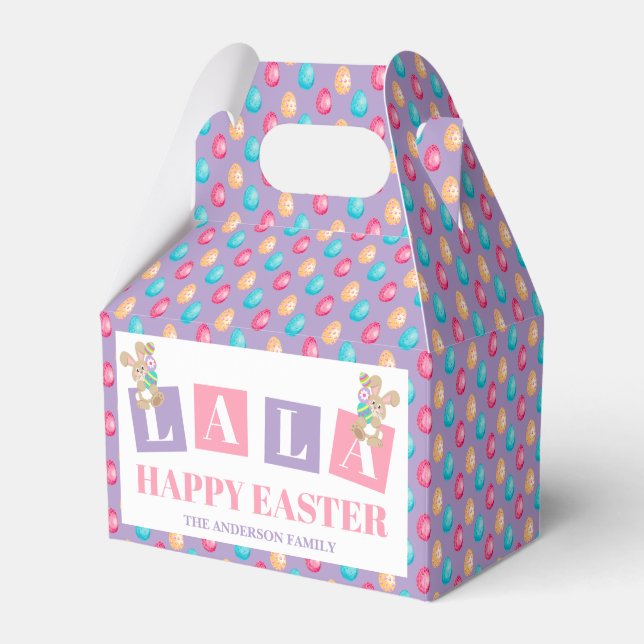 La La Påskharen Äggjakt Party Favor Lådor Presentaskar (Framsidan Sidan)
