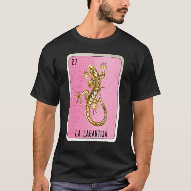 La Lagartija Mexican Slang Lottery Bingo Cards T Shirt (Framsida)