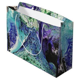 La Laguna #1-målning i blått, teal, vitt