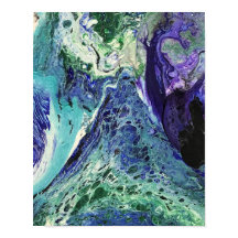 La Laguna #1-målning i blått, teal, vitt