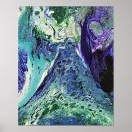 La Laguna #1-målning i blått, teal, vitt Poster