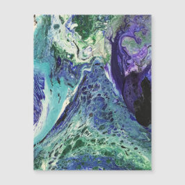 La Laguna #1-målning i blått, tealt, vitt magnet