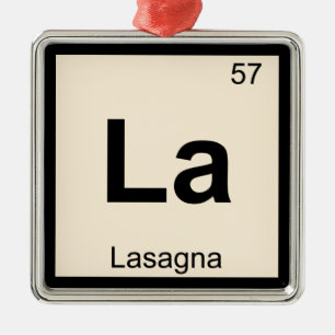La - Lasagna Pasta Chemistry Periodic Bord Symbol Julgransprydnad Metall