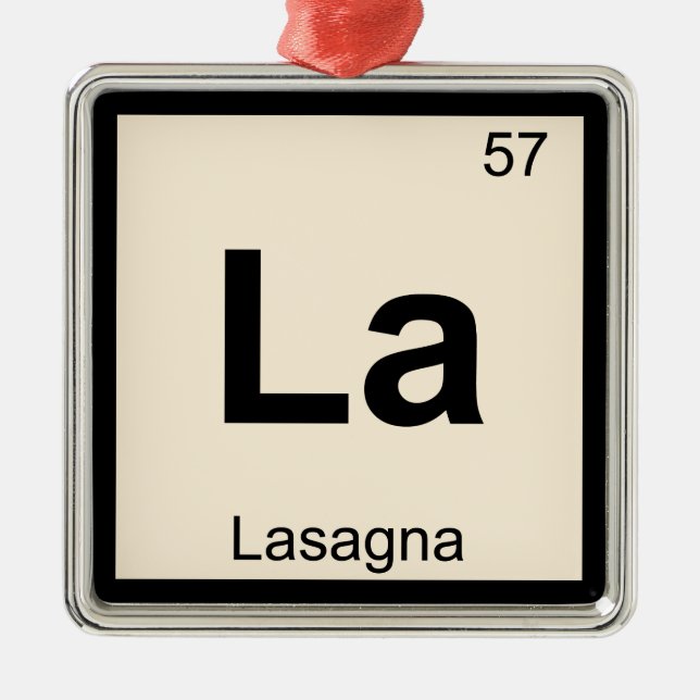 La - Lasagna Pasta Chemistry Periodic Bord Symbol Julgransprydnad Metall (Framsidan)