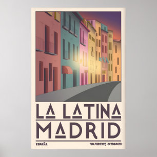La Latina Madrid Väggkonst Vintage Affisch Stil