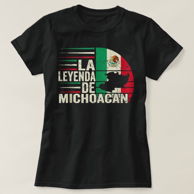 La Leyenda De Michoacan Karta Mexikanska Flagga Vi T Shirt (Design framsida)