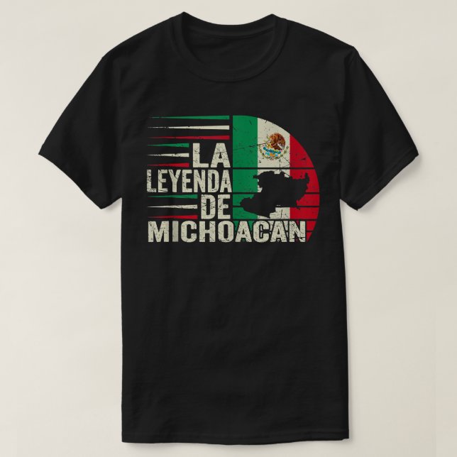 La Leyenda De Michoacan Karta Mexikanska Flagga Vi T Shirt (Design framsida)