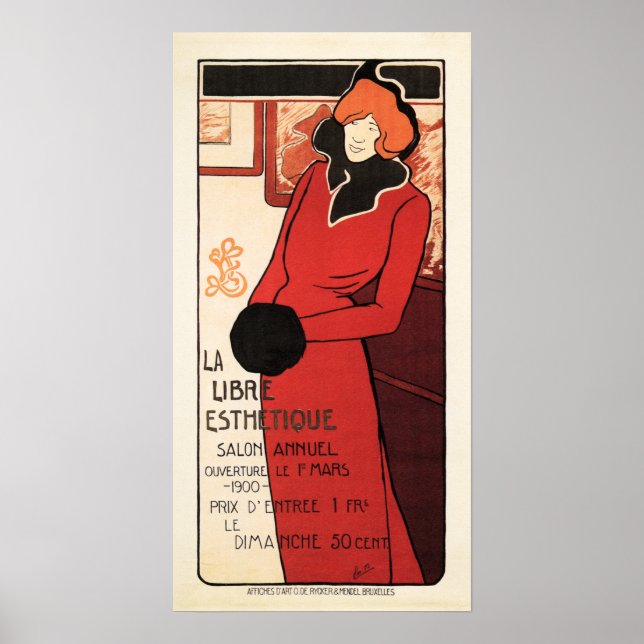 LA LIBRE ESTHETIQUE Belgium Beauty Exposition 1900 Poster (Framsidan)