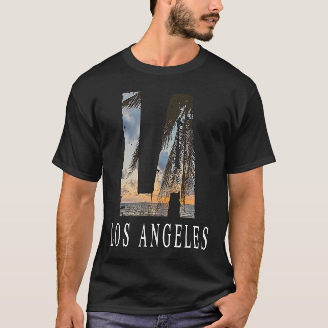 La Los Angeles California Souvenir Beach City West T Shirt (Framsida)
