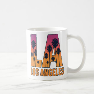LA Los Angeles Handflatan Träd Sunset Retro Design Kaffemugg