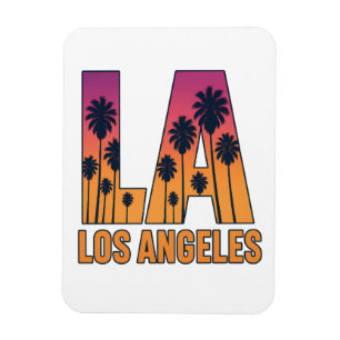 LA Los Angeles Handflatan Träd Sunset Retro Design Magnet