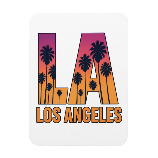 LA Los Angeles Handflatan Träd Sunset Retro Design Magnet (Vertikal)