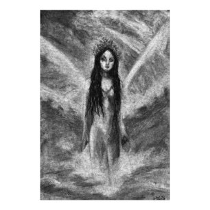La Luna Mörk Angel Fairy Goth Woman Original Art Fototryck