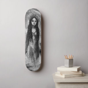 La Luna Mörk Angel Fairy Goth Woman Original Art Old School Skateboard Bräda 21,6 Cm
