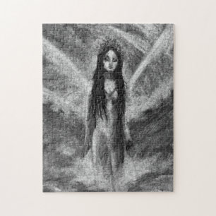 La Luna Mörk Angel Fairy Original Art Puzzle Pussel